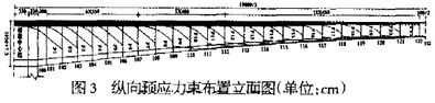 圖3 縱向預應力束布置立面圖