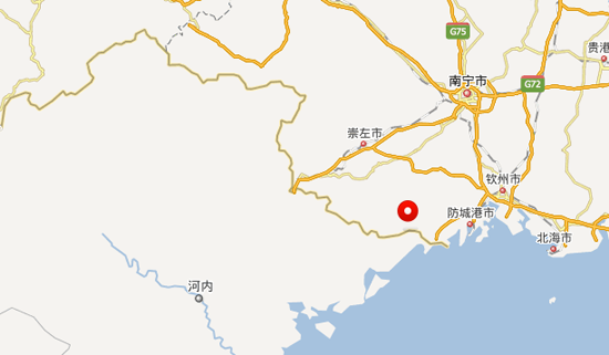 資料圖：廣西防城港市灘散村位置。